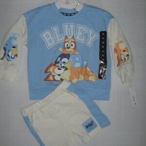 Bluey LUDO BBC Studio Kids 2 Piece Shorts Set Ribbed Knit Hemline Cuffs Size 3T